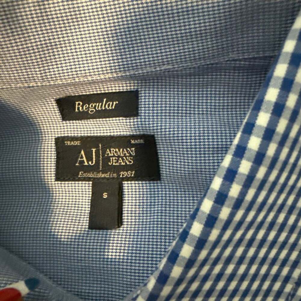 Armani Jeans Button Up Shirt Size S Blue Gingham